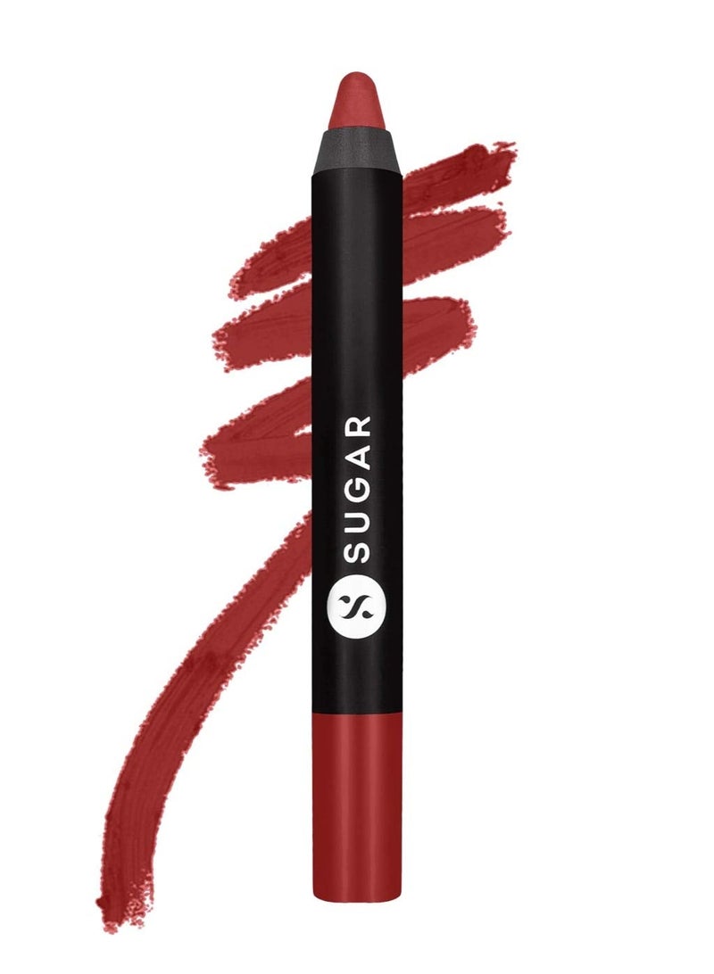 SUGAR Cosmetics Matte Crayon Lipsticks for Women | Lasts Up To 8+ Hours | Lip Crayon with Sharpener | 2.8gm - 08 Jackie Brown - Image 1